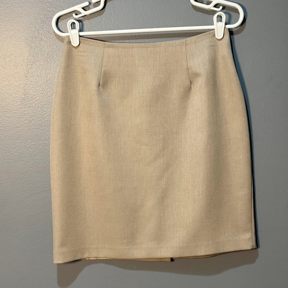 US Clothing Co Pencil Skirt Womens 10 Tan Polyester‎ Vintage Classic Chic Office